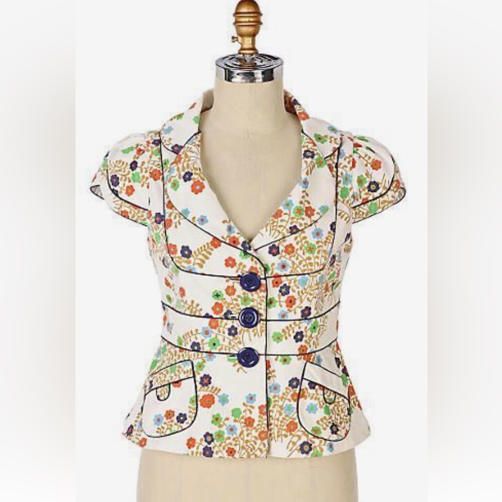 Anthropologie Geranium Jumble Jacket by Elevenses sz 2